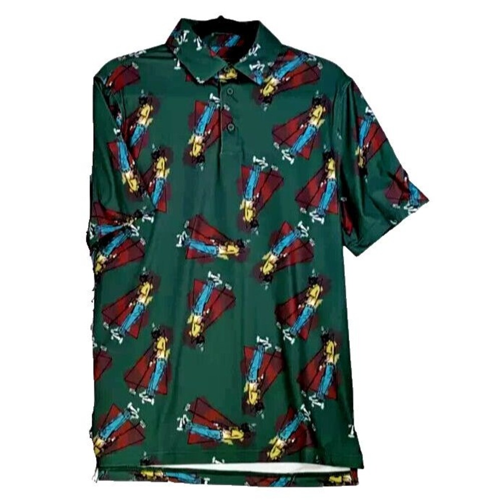 NEW Sosik Golf Polo Mens Large Black Golfer Graphic Print